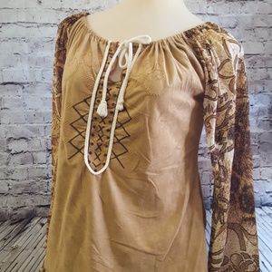 suede bell sleeve top